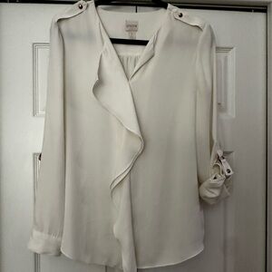🌼Chico's Ivory Blouse With Ruffle Accent